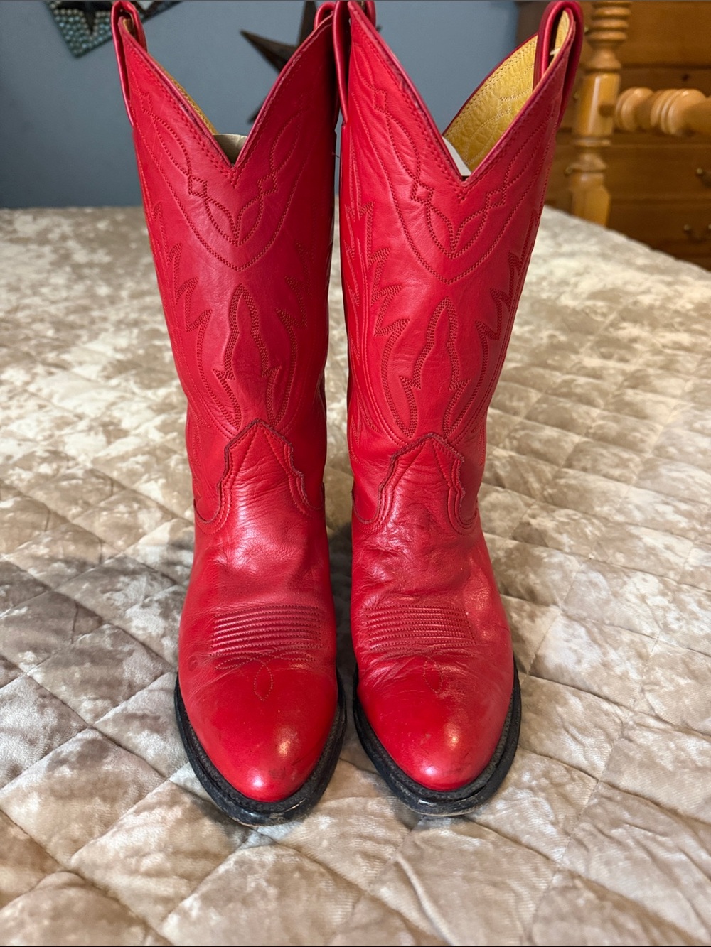 Nocona Red Leather  Western Cowboy Boots